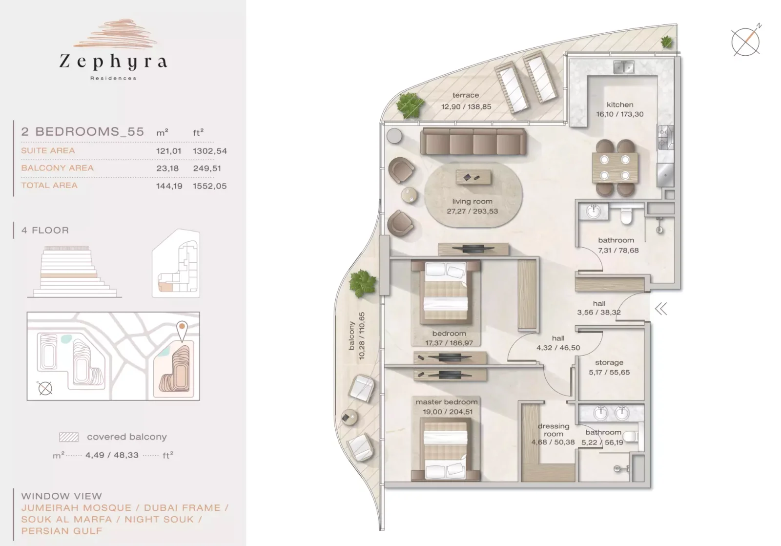Zephyra 2 BR floor plan