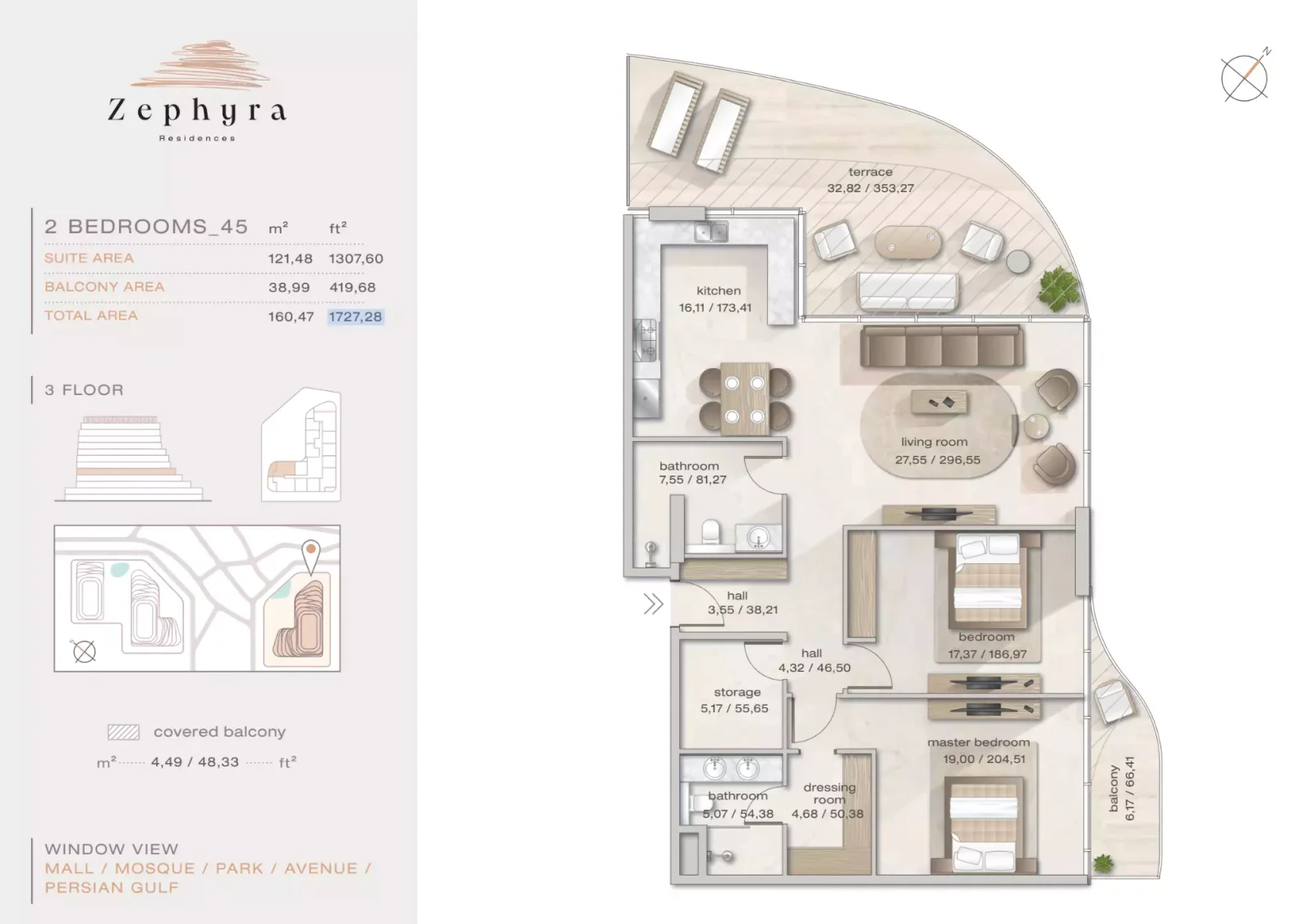Zephyra 2 BR floor plan